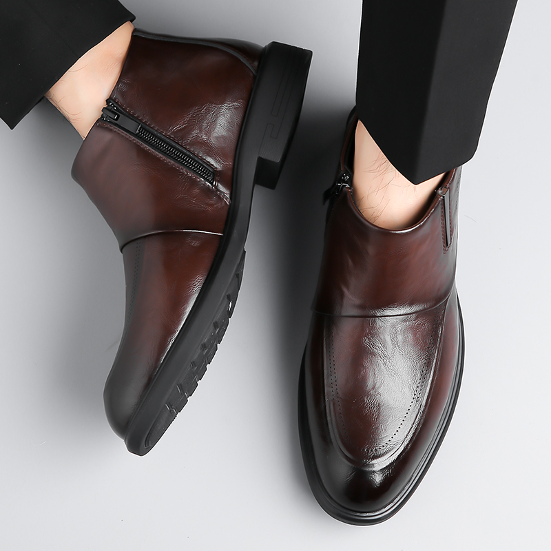Men Formal Wear With Boots - Autumn Winter New High Top Cowhide