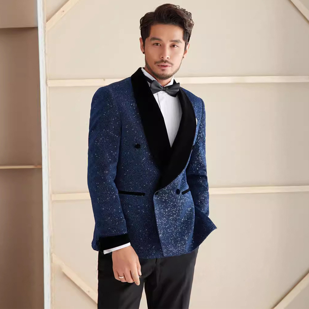 Men'S Formal Dinner Wear - Elegant Sequin 2 Piece Suit Set