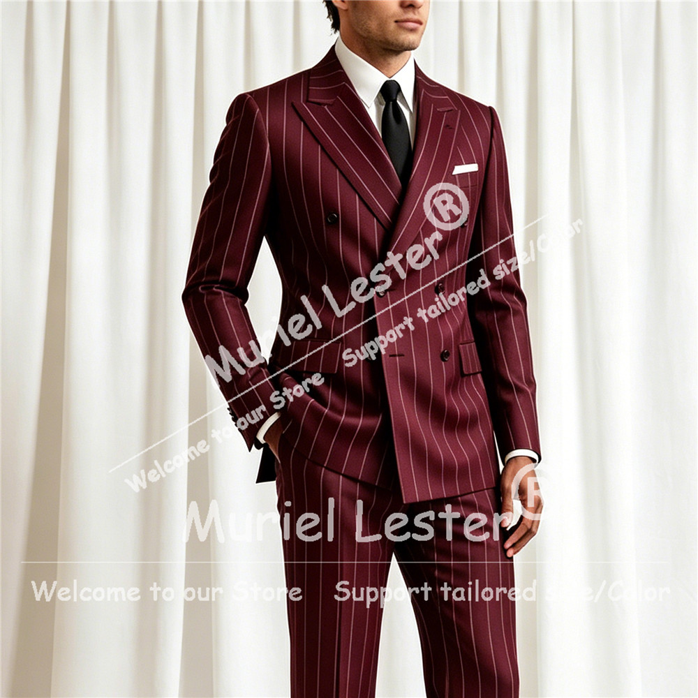 Men Formal Wear Pants - Elegant Stripes Suit Men 2 Piece