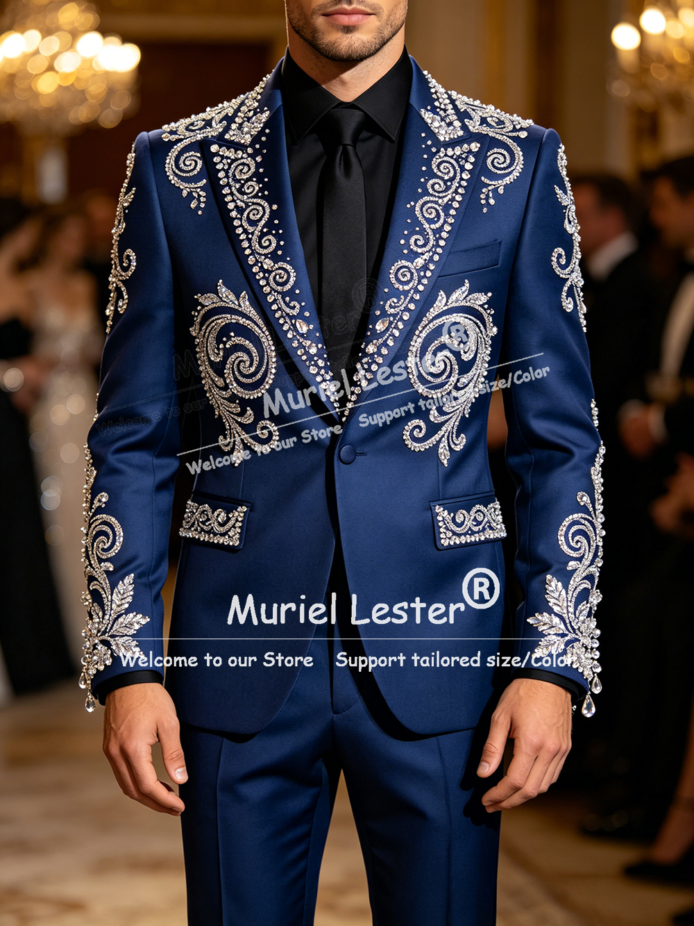 Men Formal Wear Pants - Glitter Jewelry Beading Suit Men Formal