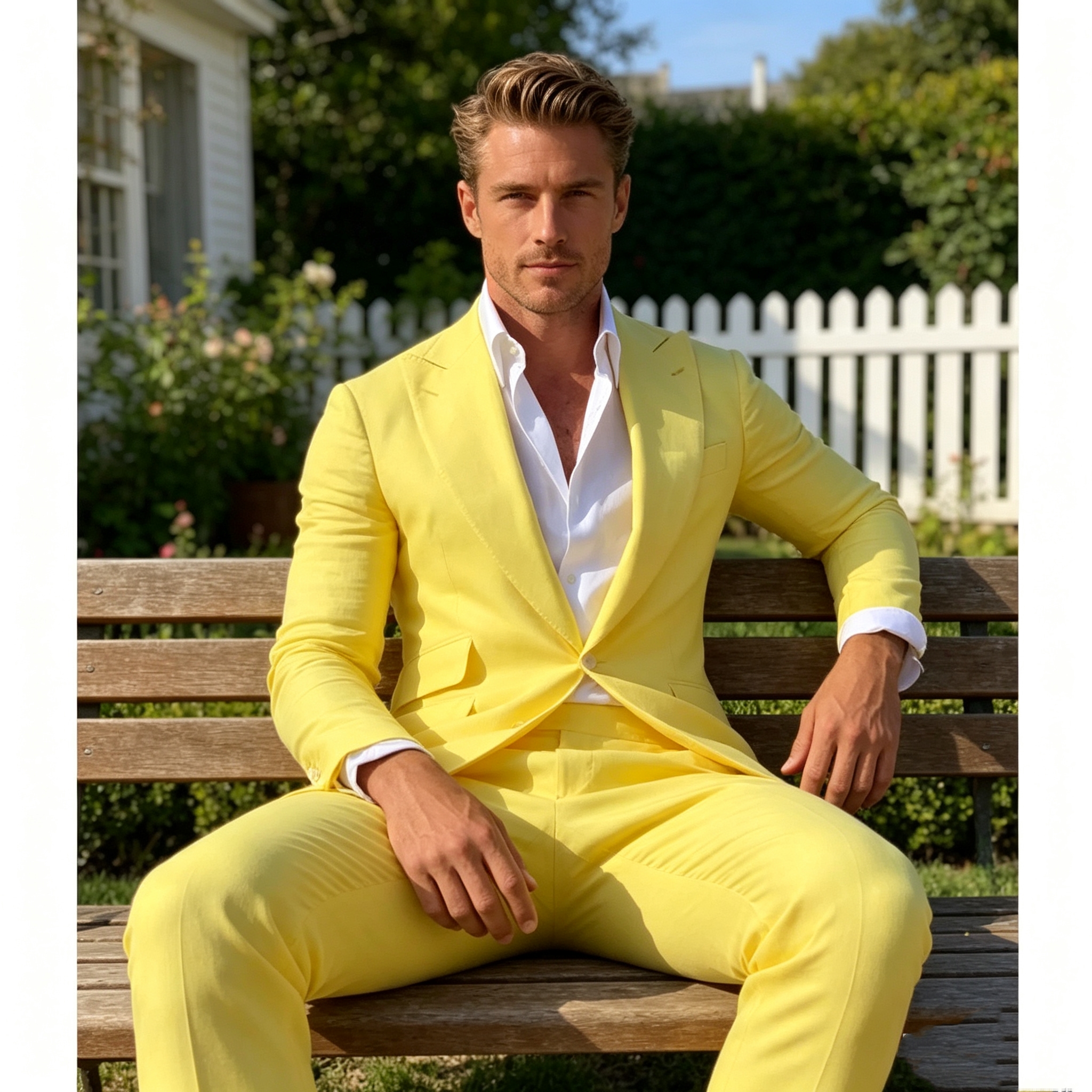 Slim Fit Yellow Men's 2-Piece  - مراجعة Men Formal Wear Wedding وسعره