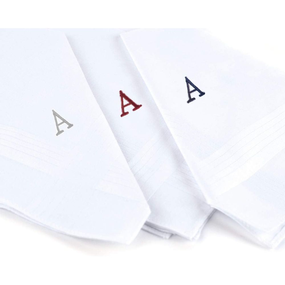 Cotton Men's Monogrammed 3-Pie - مراجعة Monogrammed Handkerchief وسعره