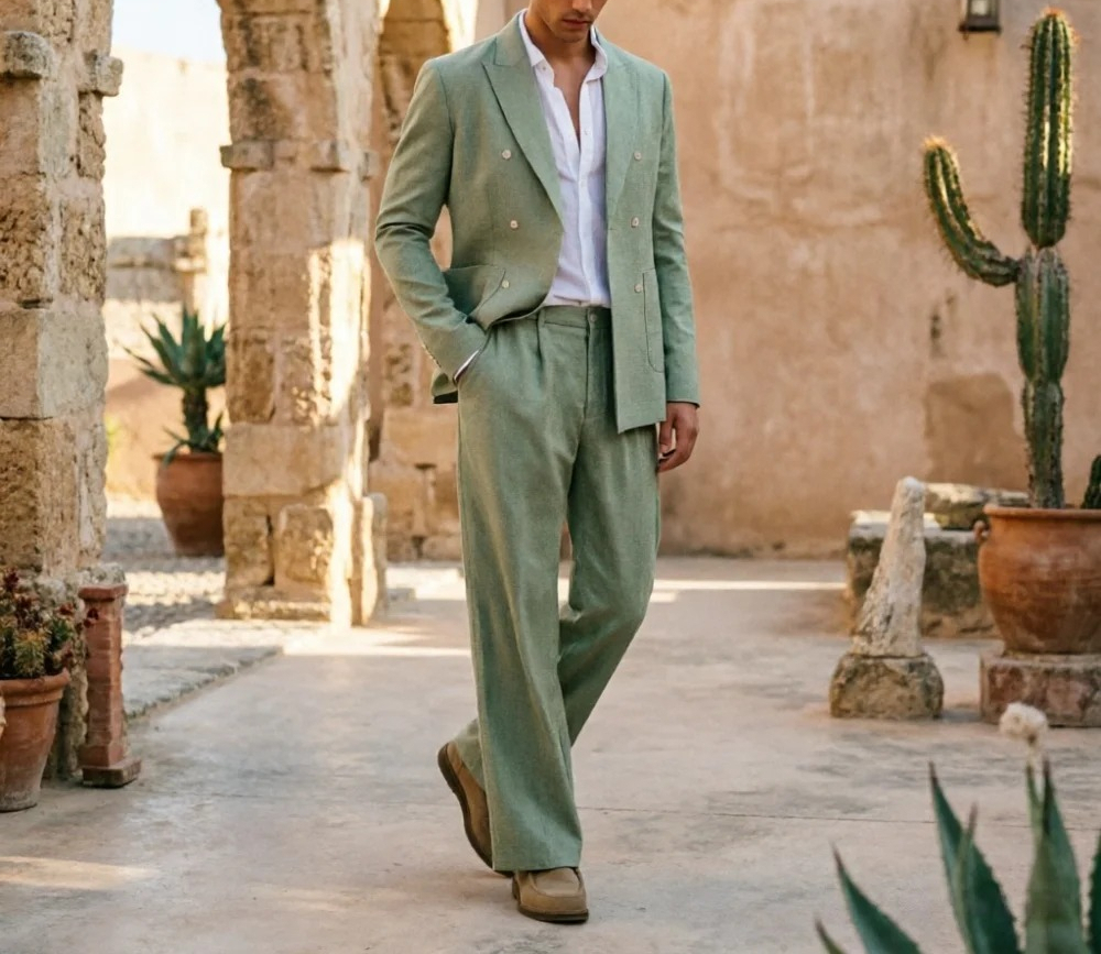 Sage Green Linen Men Suits Rel - مراجعة Men'S Relaxed Formal Wear وسعره