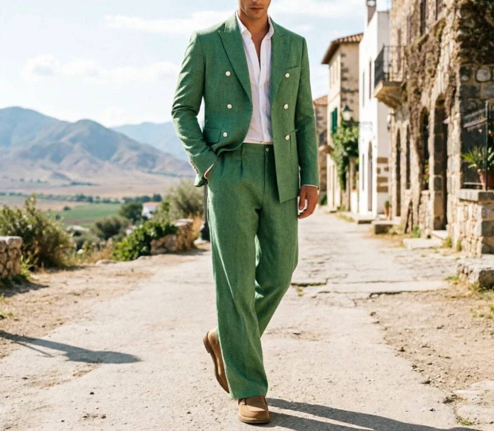 Sage Green Linen Men Suits Rel - مراجعة Men'S Relaxed Formal Wear وسعره