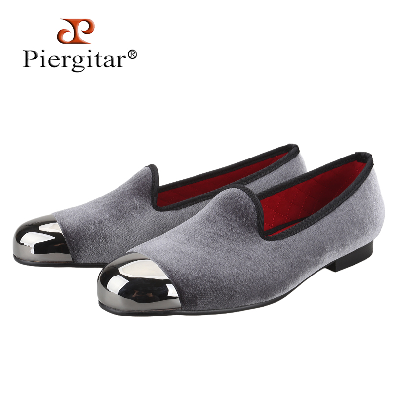 Piergitar Gray Velvet Slip-On  - مراجعة Men'S Formal Wear Slippers وسعره