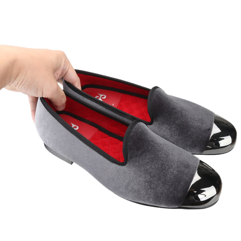 Piergitar Gray Velvet Slip-On  - مراجعة Men'S Formal Wear Slippers وسعره