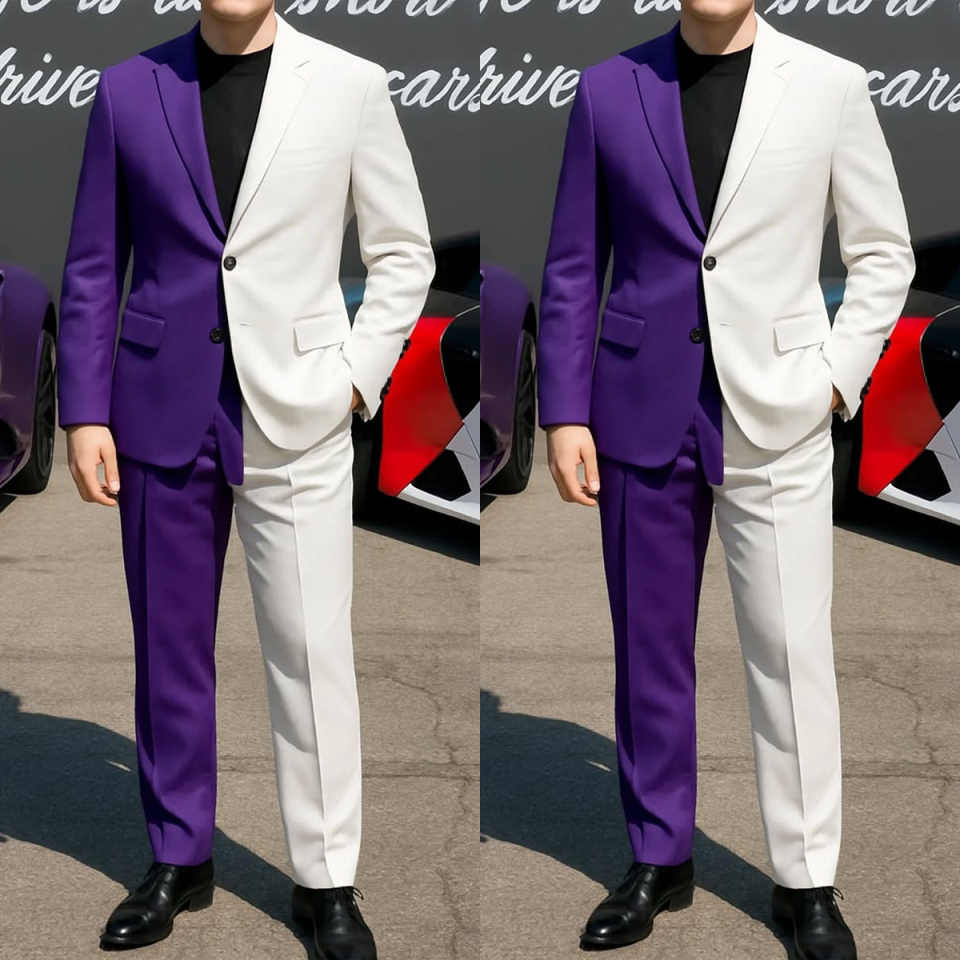 Formal Business Men Tuxedos 2  - مراجعة Men Formal Wear Purple وسعره