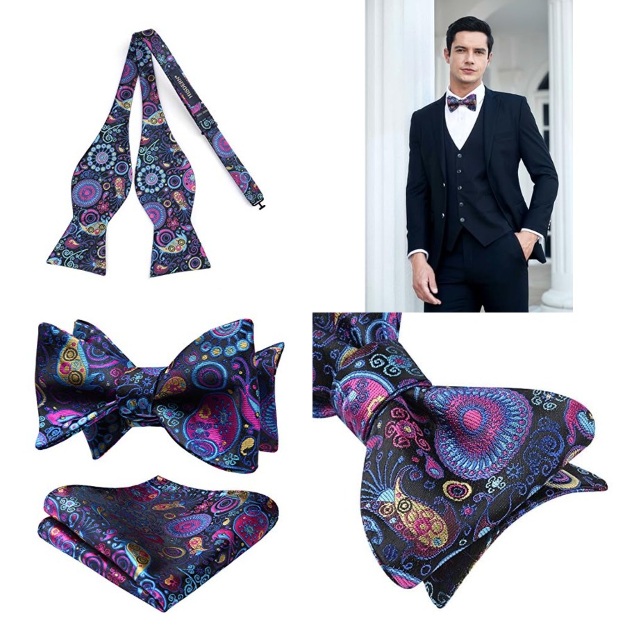 Bow Ties for Men Floral Bowtie - مراجعة Pocket Square Set وسعره