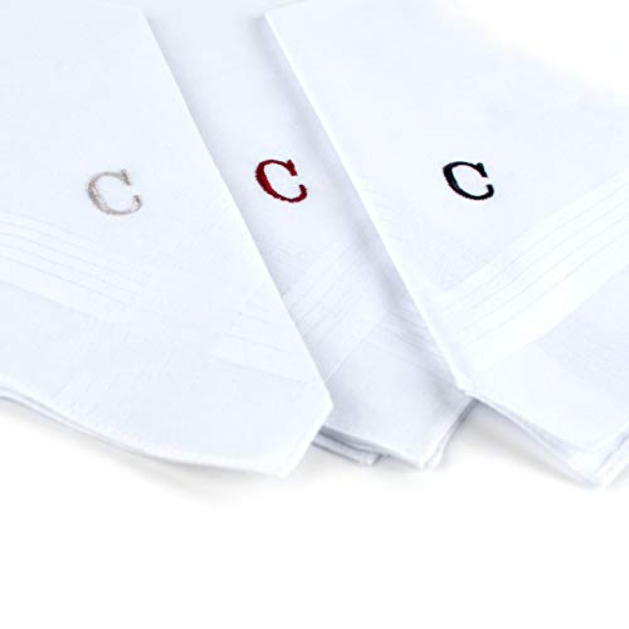 Initial Handkerchief for Men,  - مراجعة Monogrammed Handkerchief وسعره