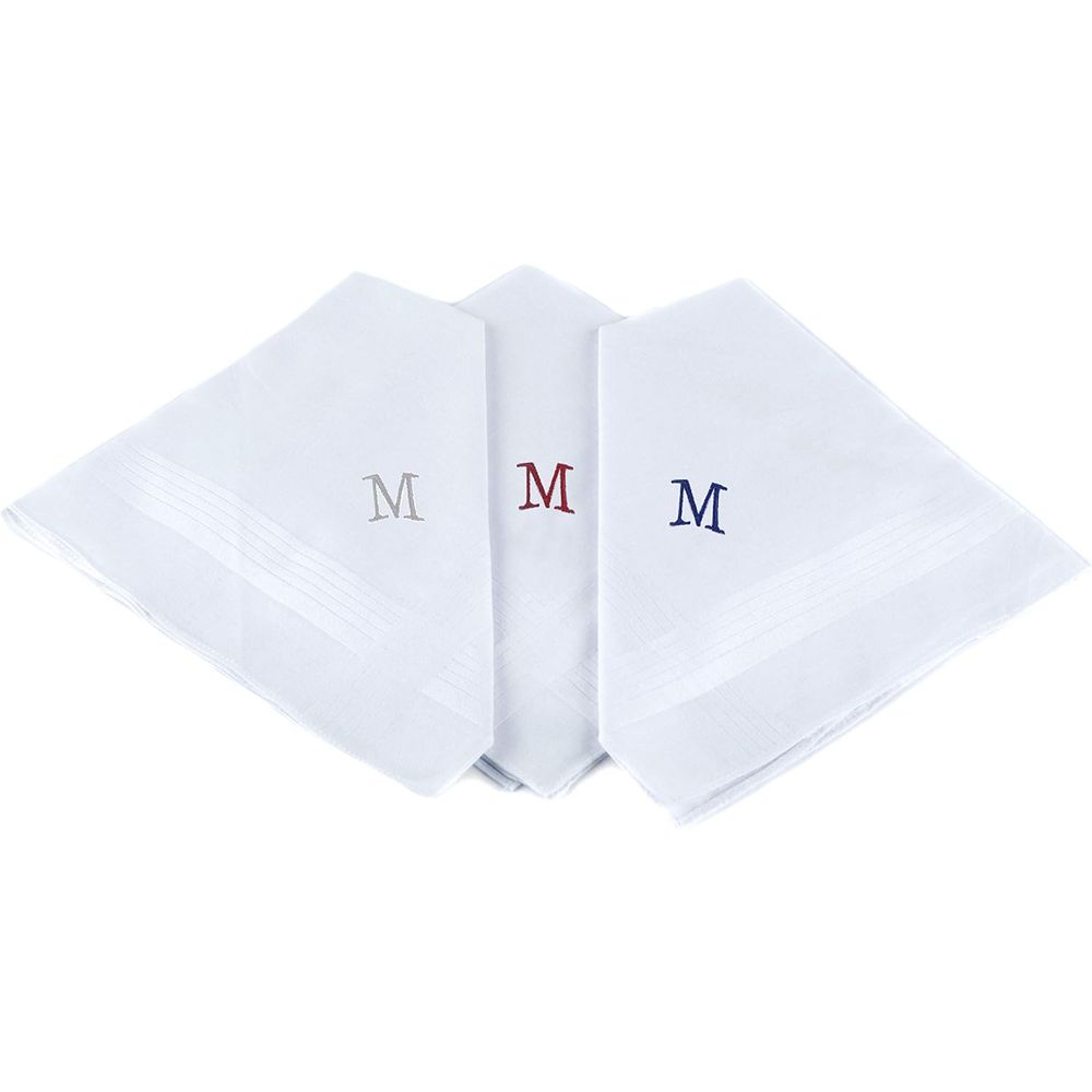 Cotton 3-Piece Handkerchief Se - مراجعة Monogrammed Handkerchief وسعره
