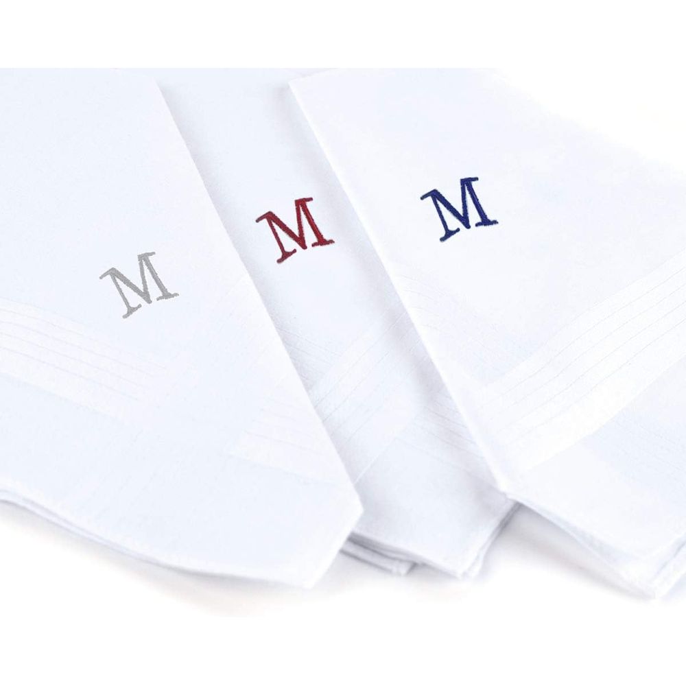 Cotton 3-Piece Handkerchief Se - مراجعة Monogrammed Handkerchief وسعره