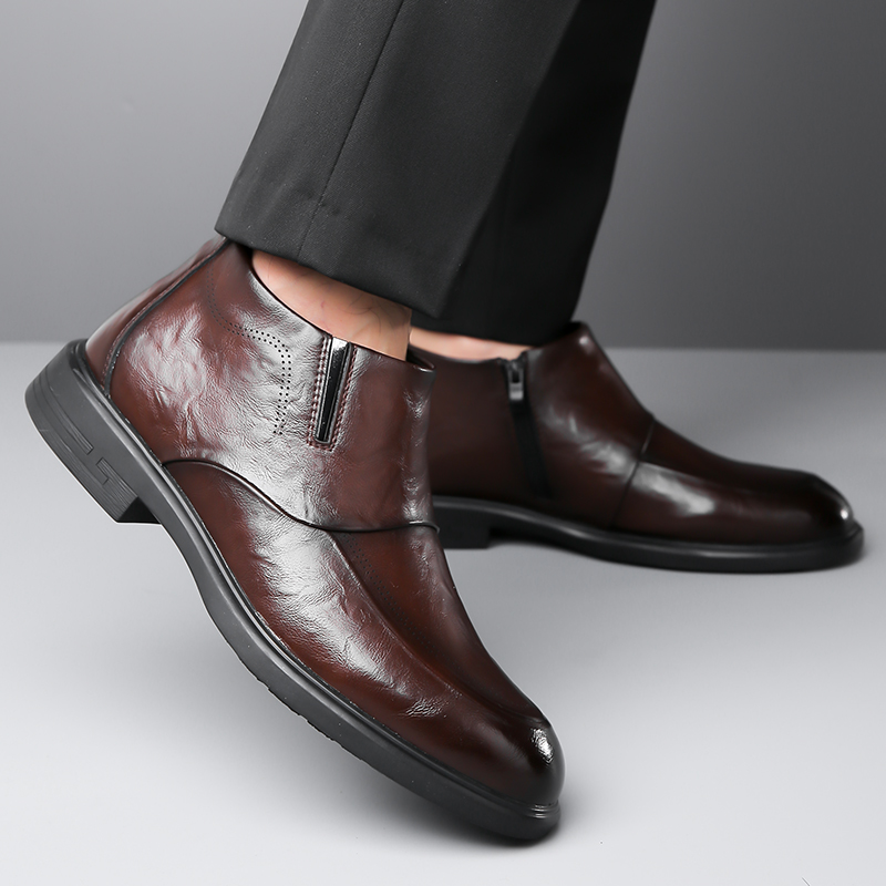 Autumn Winter New High Top Cow - مراجعة Men Formal Wear With Boots وسعره