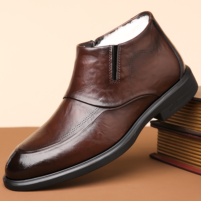 Autumn Winter New High Top Cow - مراجعة Men Formal Wear With Boots وسعره