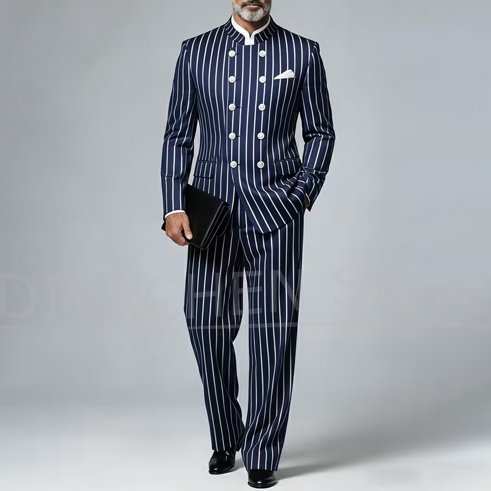 Men Striped Suit 2 Piece Manda - مراجعة Men Formal Wear Pants وسعره
