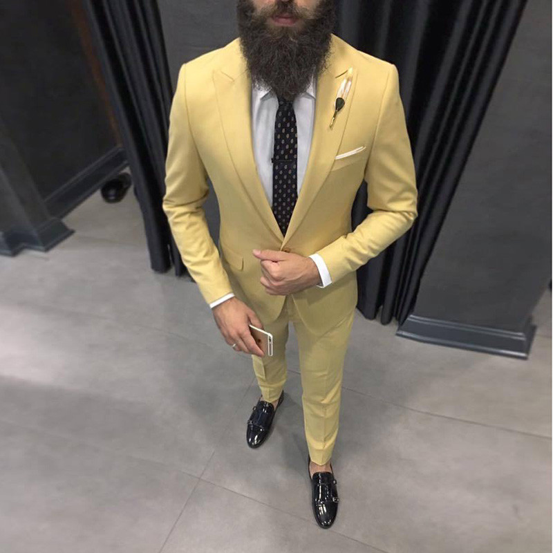 2025 Latest Yellow Men Suits f - مراجعة Men'S Formal Dinner Wear وسعره