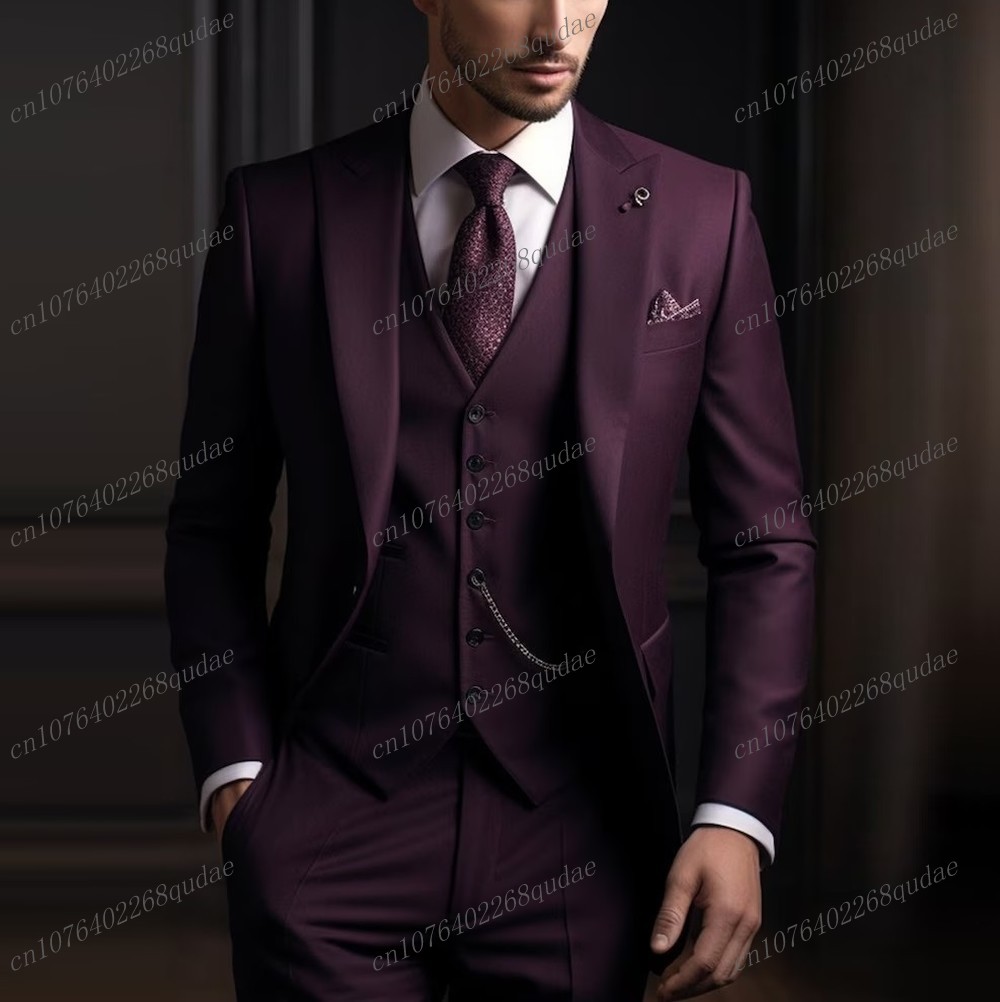 Formal Dark Purple Men Suit We - مراجعة Men Formal Wear Purple وسعره