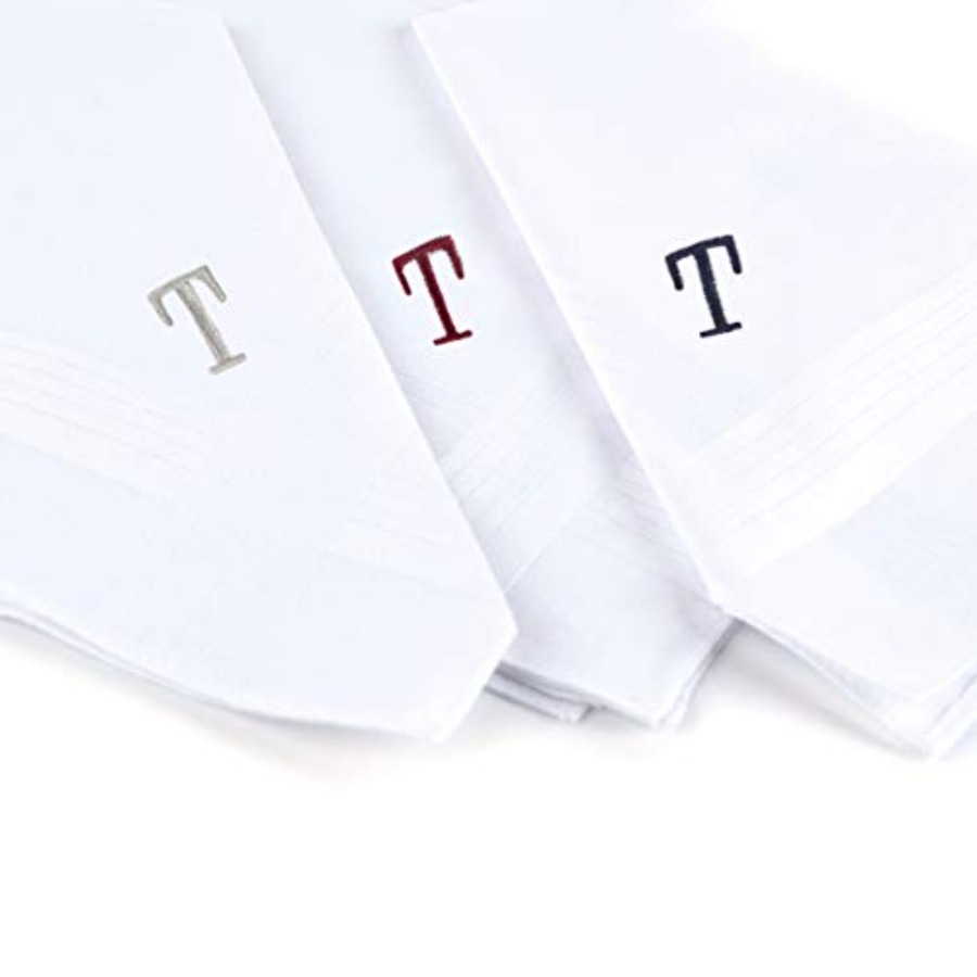 Initial Handkerchief for Men,  - مراجعة Monogrammed Handkerchief وسعره