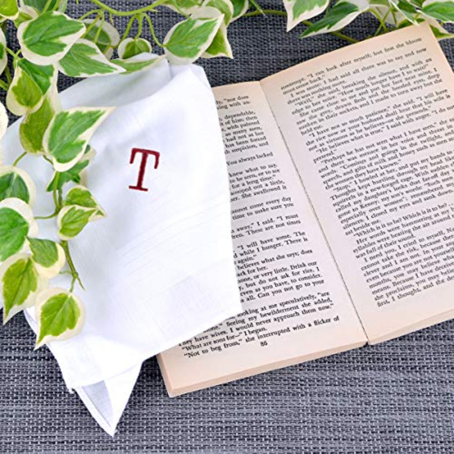 Initial Handkerchief for Men,  - مراجعة Monogrammed Handkerchief وسعره