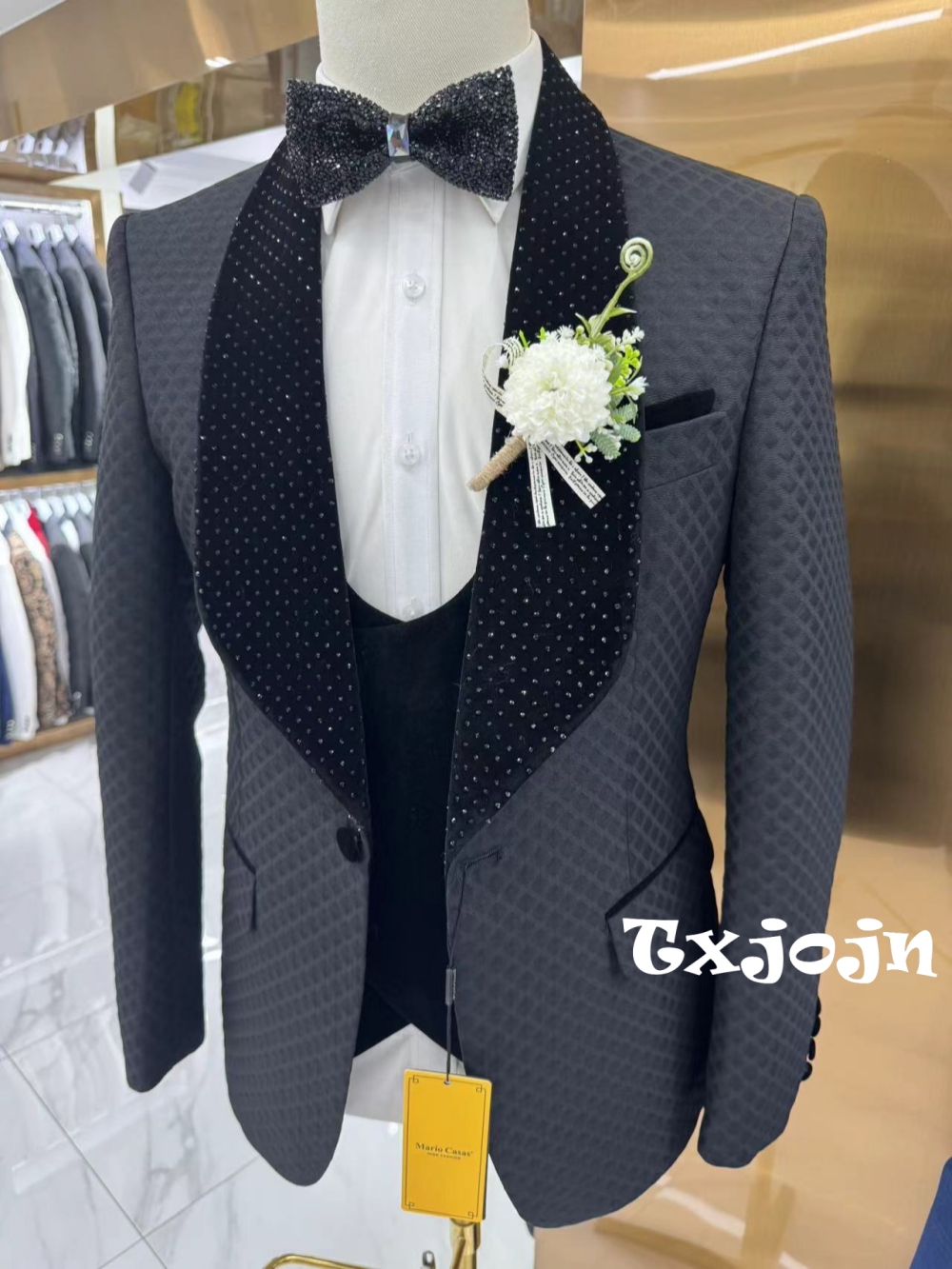 New Luxurious Beaded Tuxedo 3  - مراجعة Men Formal Wear Pants وسعره