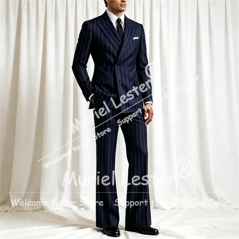 Elegant Stripes Suit Men 2 Pie - مراجعة Men Formal Wear Pants وسعره