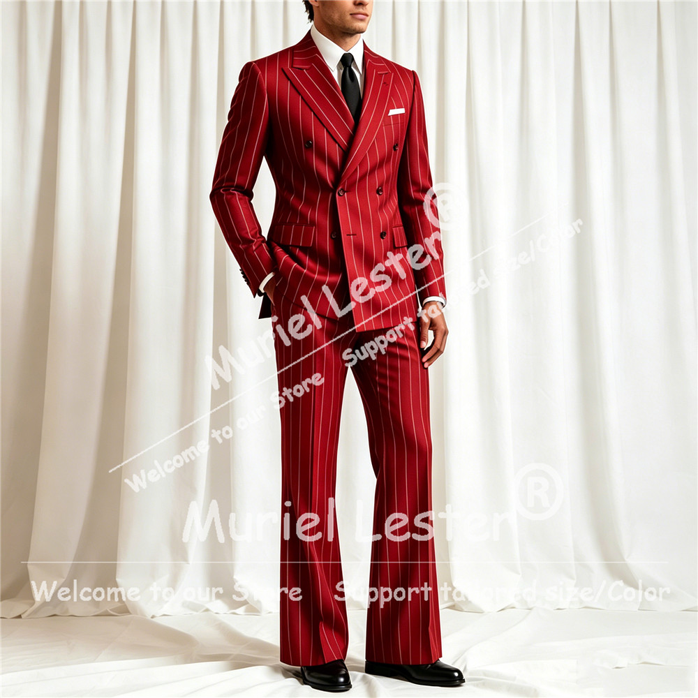 Elegant Stripes Suit Men 2 Pie - مراجعة Men Formal Wear Pants وسعره