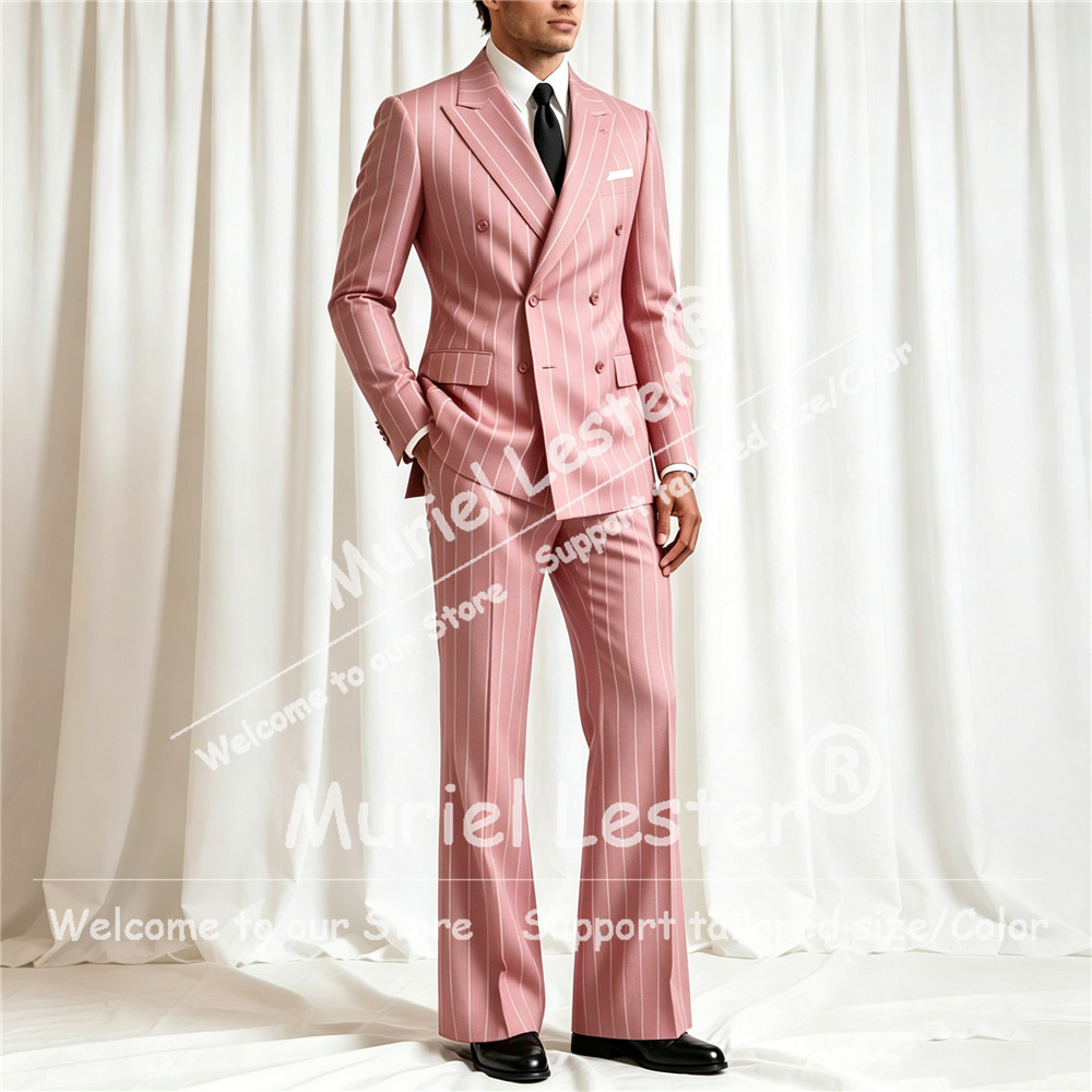 Elegant Stripes Suit Men 2 Pie - مراجعة Men Formal Wear Pants وسعره