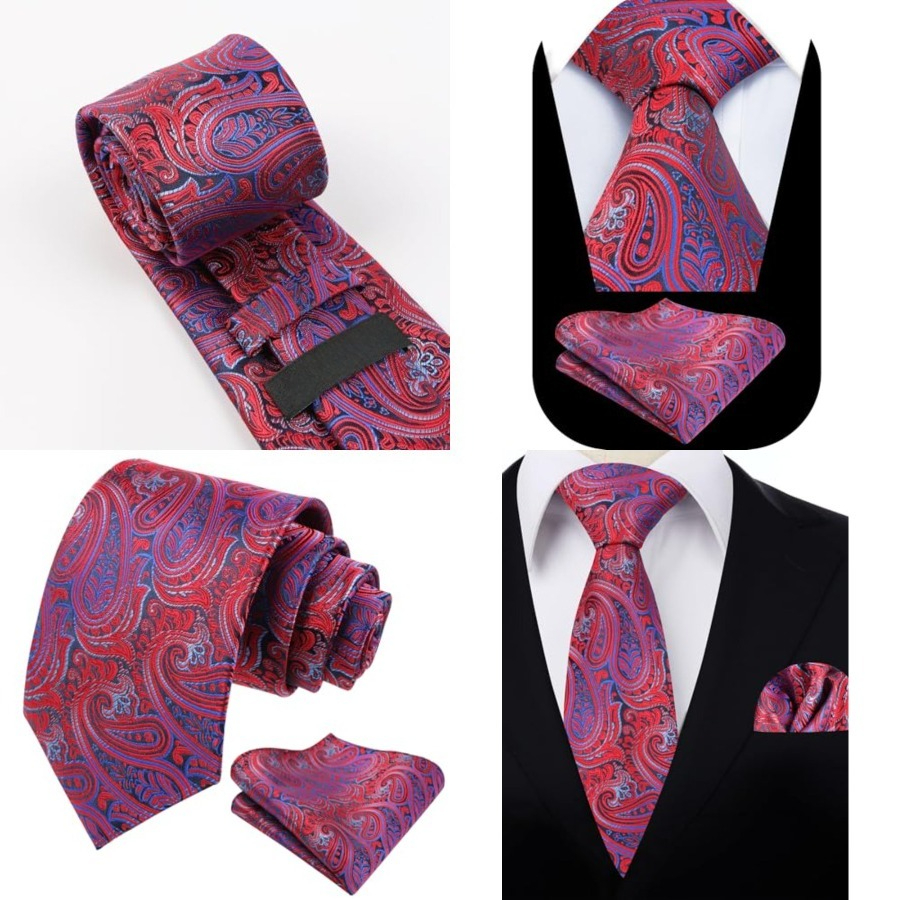 Mens Gradient Paisley Necktie  - مراجعة Pocket Square Set وسعره