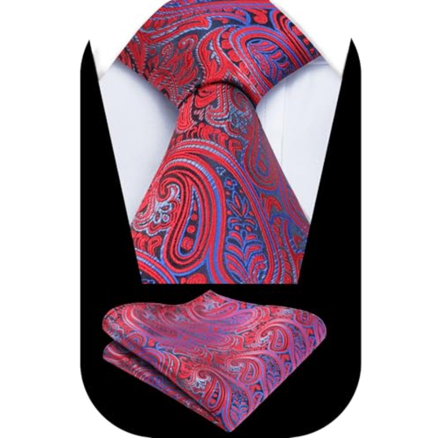 Mens Gradient Paisley Necktie  - مراجعة Pocket Square Set وسعره