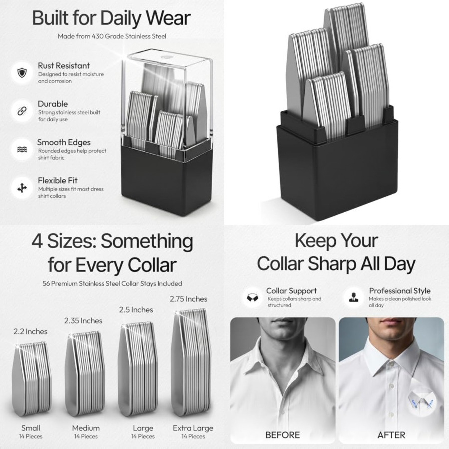Collar Stays - 56-Piece Set in - مراجعة Collar Stay Metal وسعره