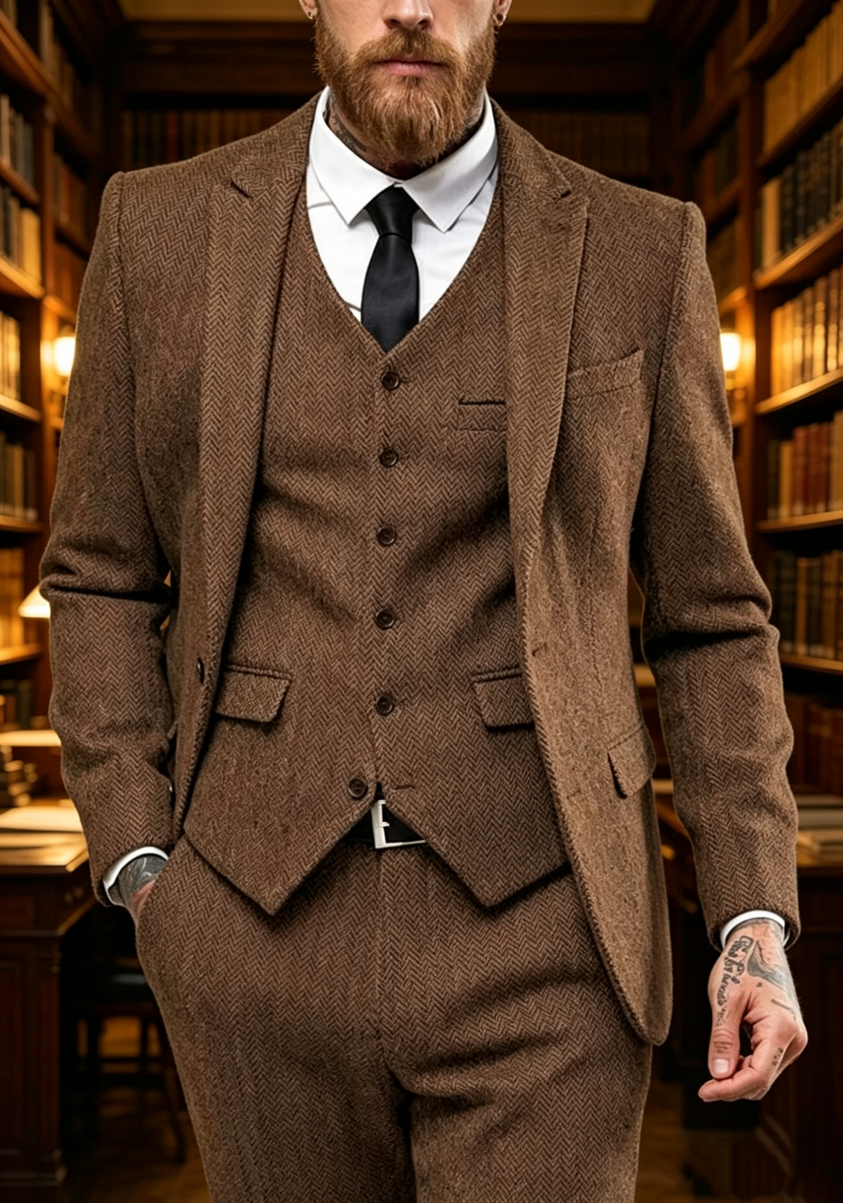 Dark Brown Wool Tweed Winter S - مراجعة Men Formal Wear Wedding وسعره