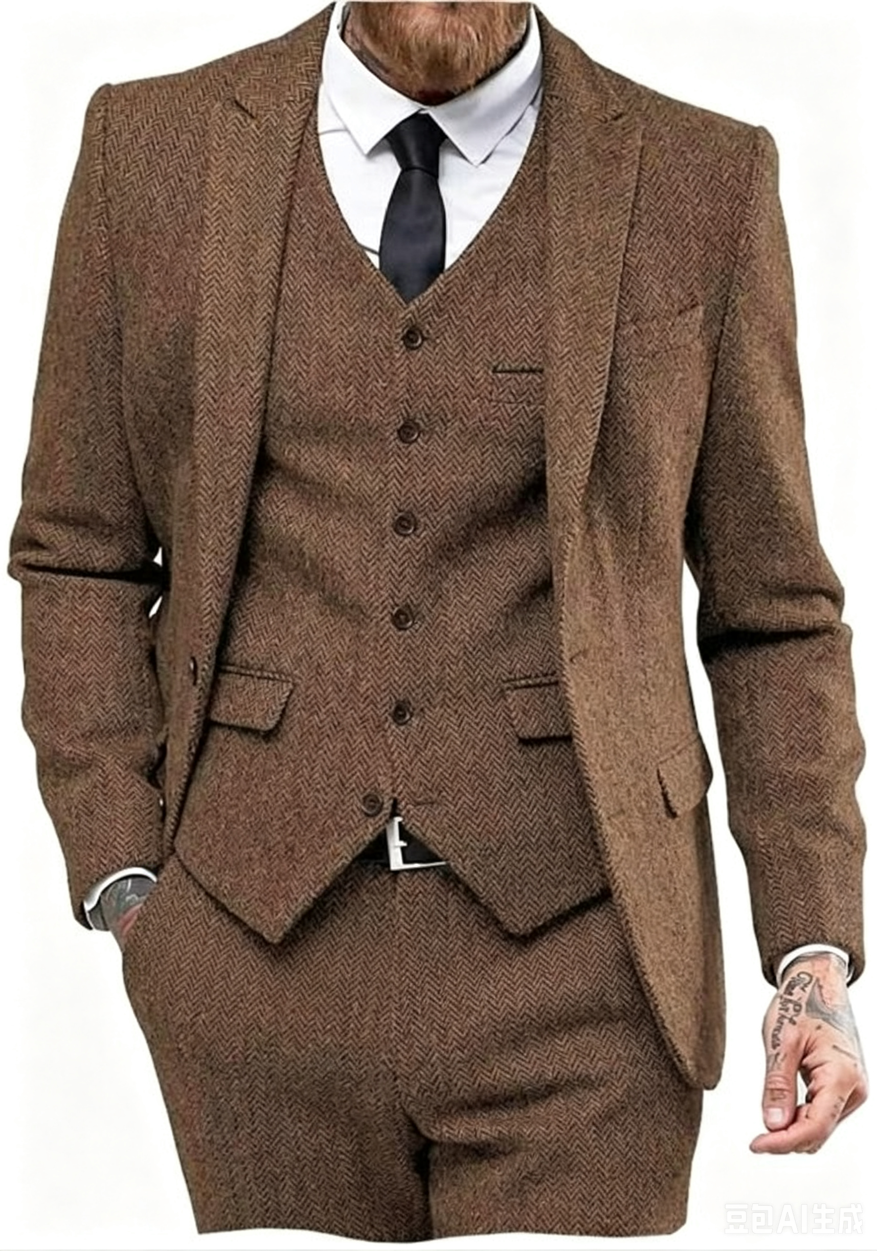 Dark Brown Wool Tweed Winter S - مراجعة Men Formal Wear Wedding وسعره