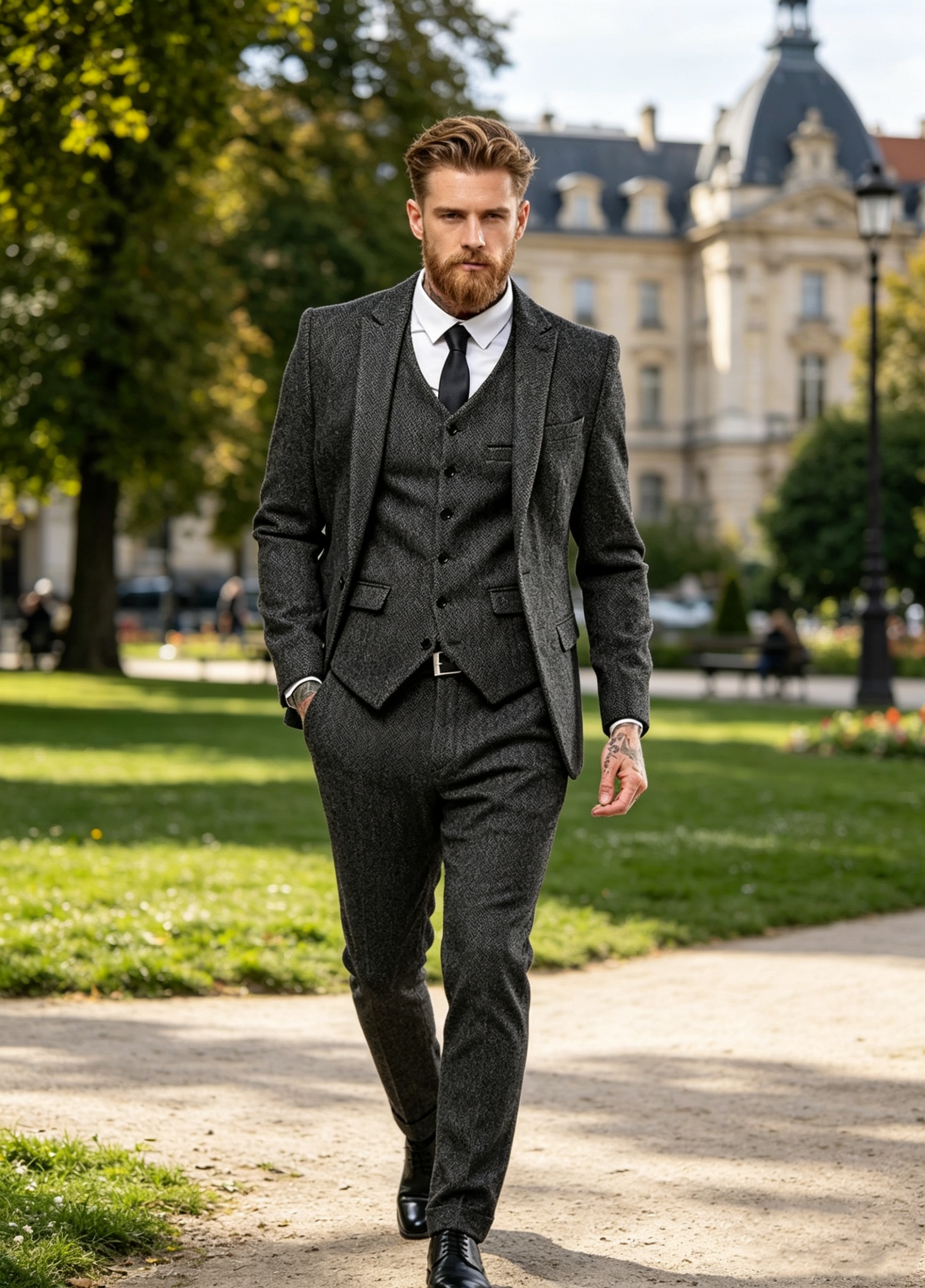Dark Brown Wool Tweed Winter S - مراجعة Men Formal Wear Wedding وسعره