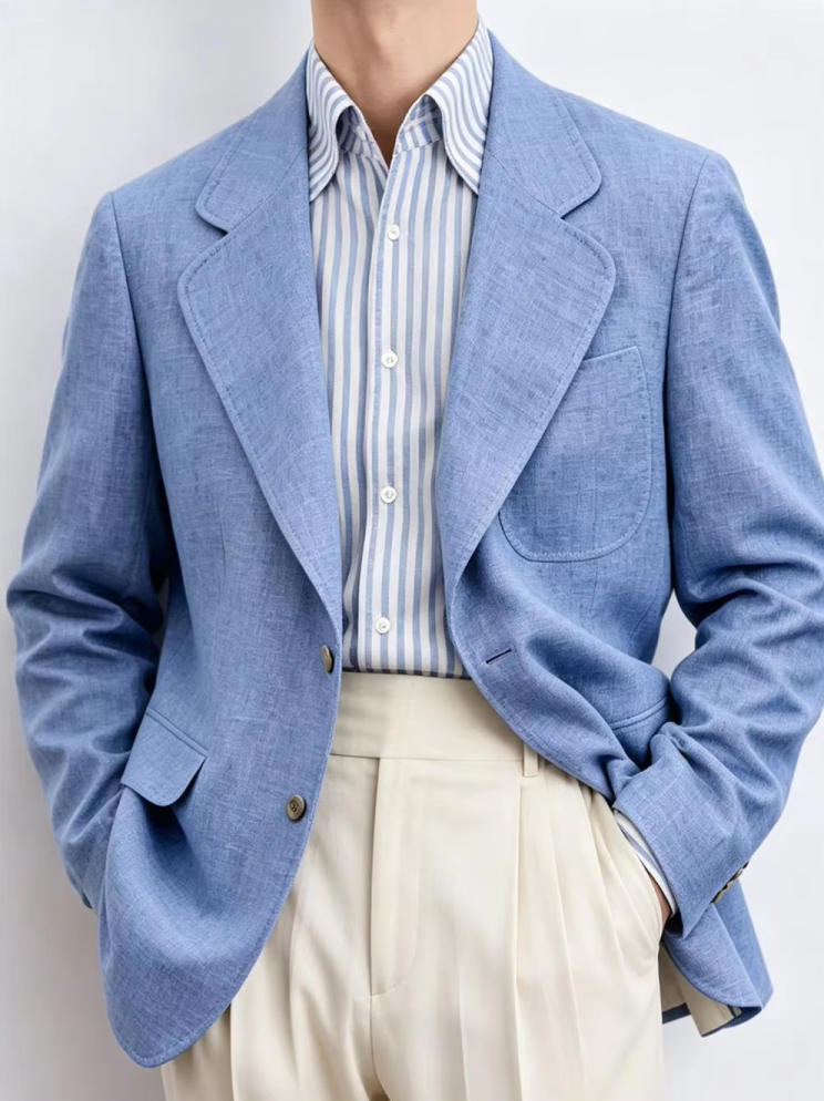 Only Linen Men's Blazer 1PCS B - مراجعة Men Formal Wear For Summer وسعره