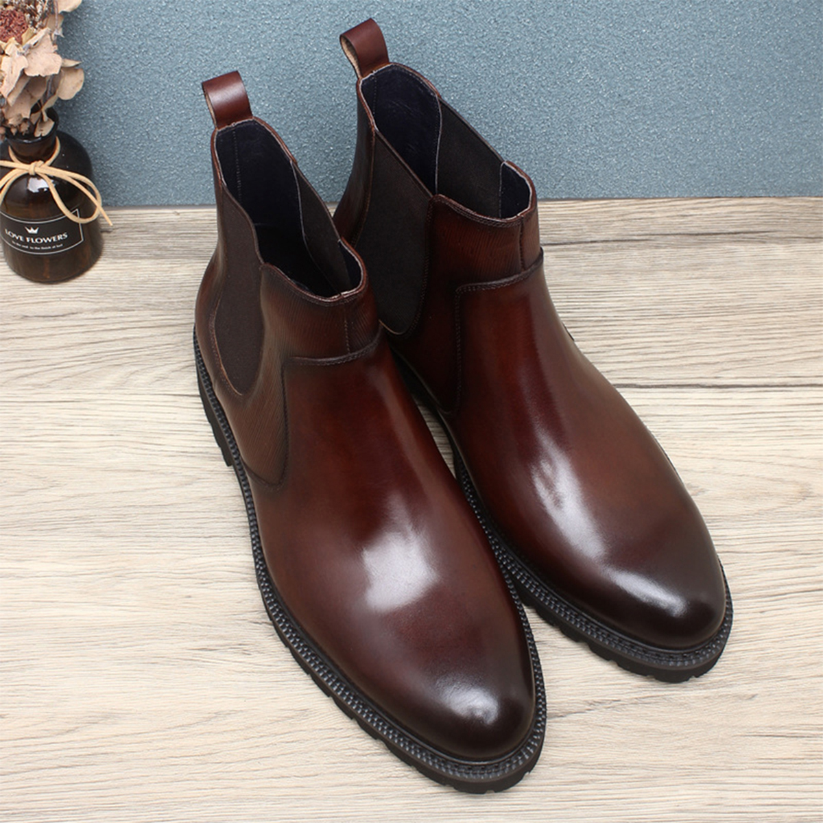 Men's Brown Leather Chelsea An - مراجعة Men Formal Wear With Boots وسعره