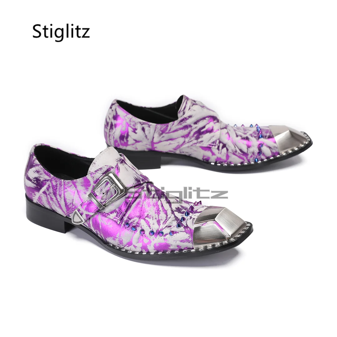 Purple Prints Genuine Leather  - مراجعة Men Formal Wear Purple وسعره
