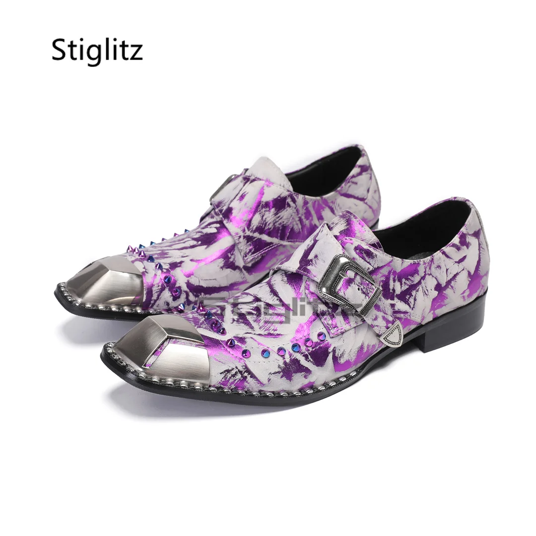 Purple Prints Genuine Leather  - مراجعة Men Formal Wear Purple وسعره