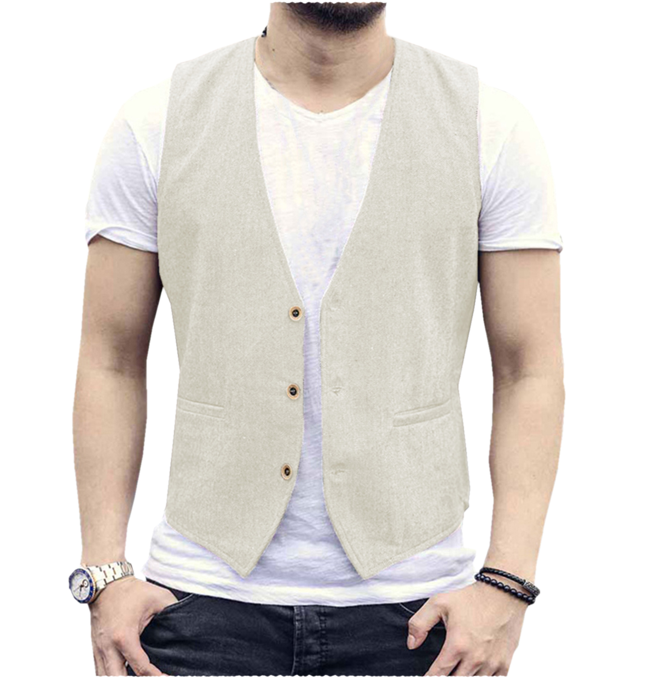 Linen Men Vest Wedding Groom S - مراجعة Men Formal Wear Wedding وسعره