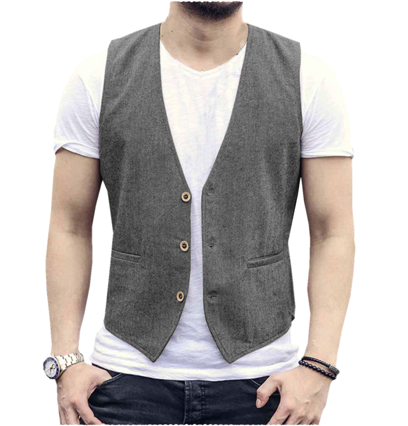 Linen Men Vest Wedding Groom S - مراجعة Men Formal Wear Wedding وسعره