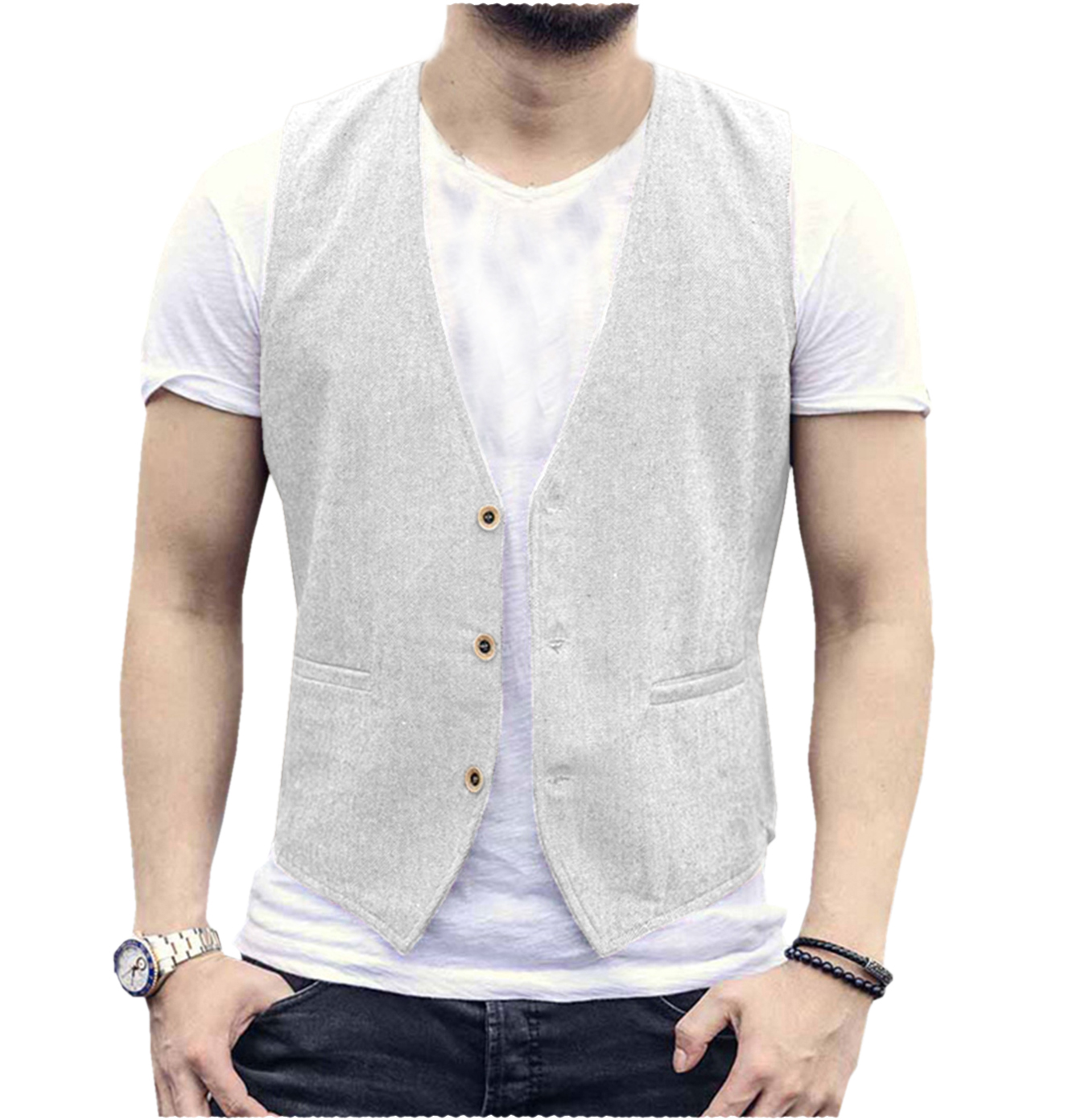 Linen Men Vest Wedding Groom S - مراجعة Men Formal Wear Wedding وسعره