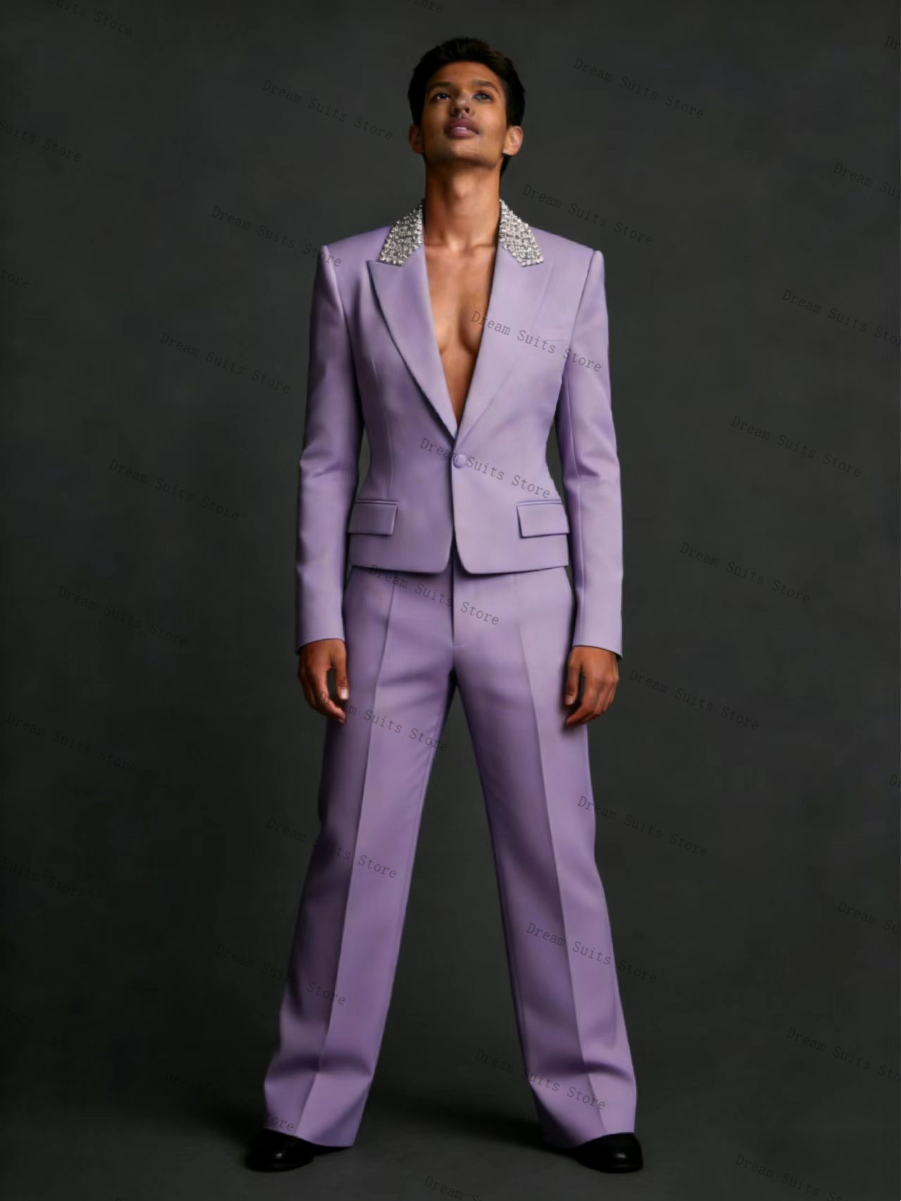 Crystals Men Suit Set 2 Pcs Bl - مراجعة Men Formal Wear Purple وسعره