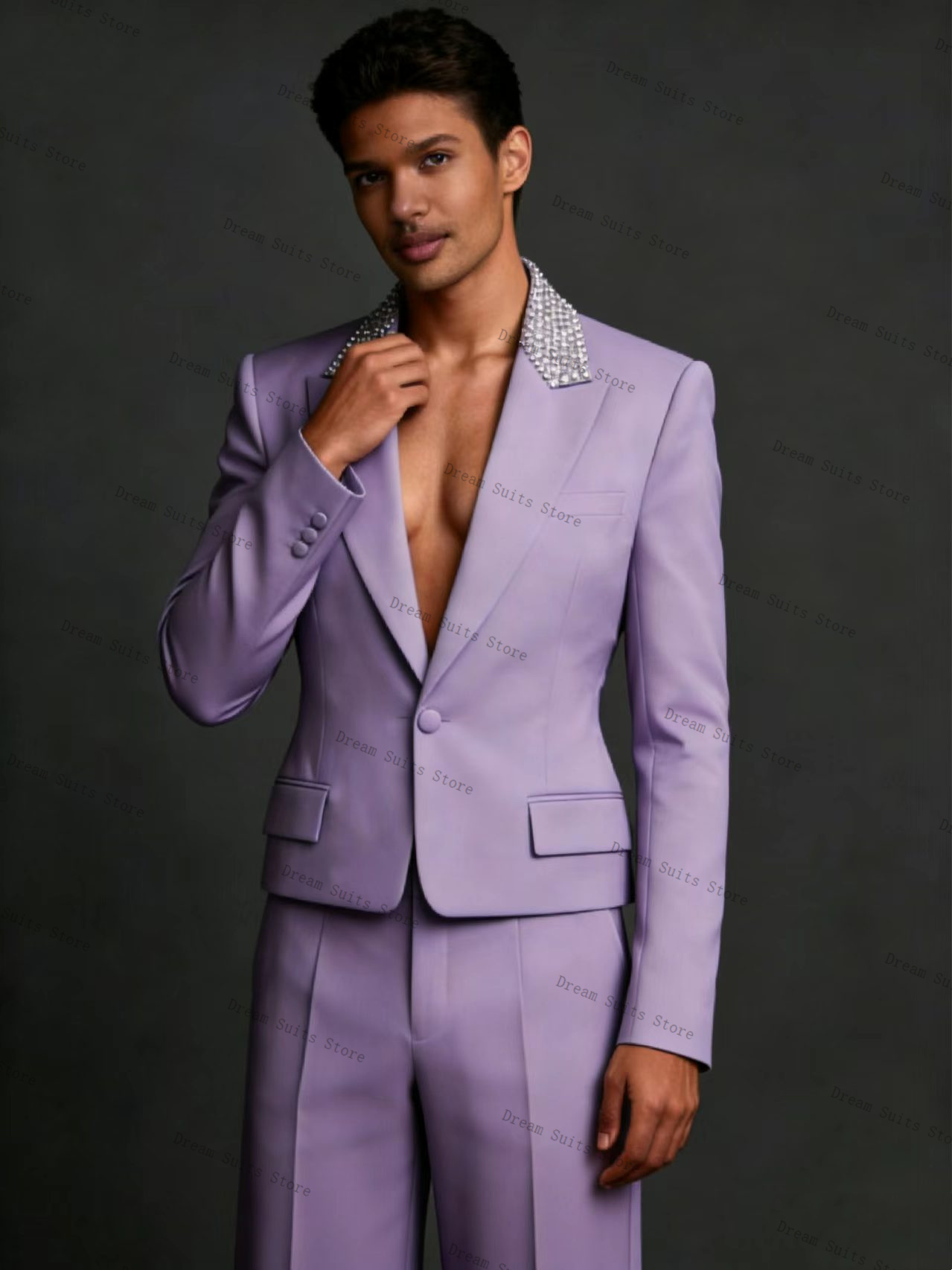 Crystals Men Suit Set 2 Pcs Bl - مراجعة Men Formal Wear Purple وسعره