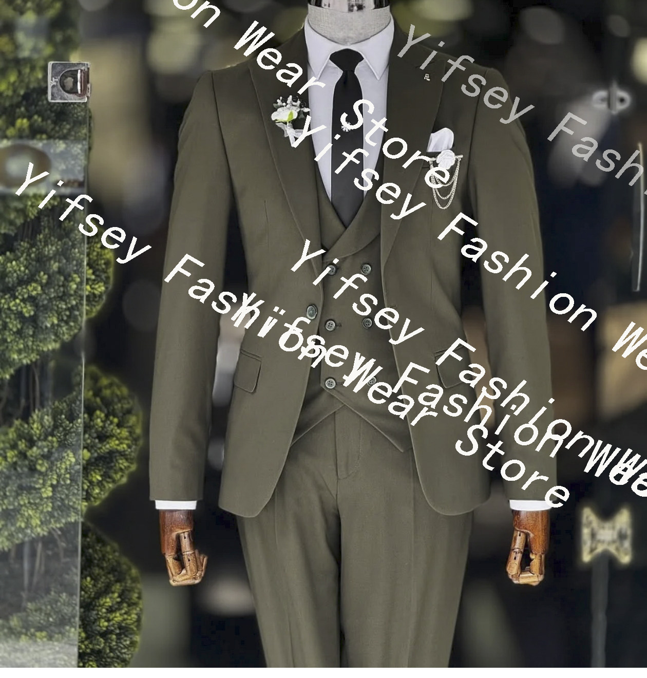 Fashion Army Green Men's Suit  - مراجعة Men'S Formal Dinner Wear وسعره