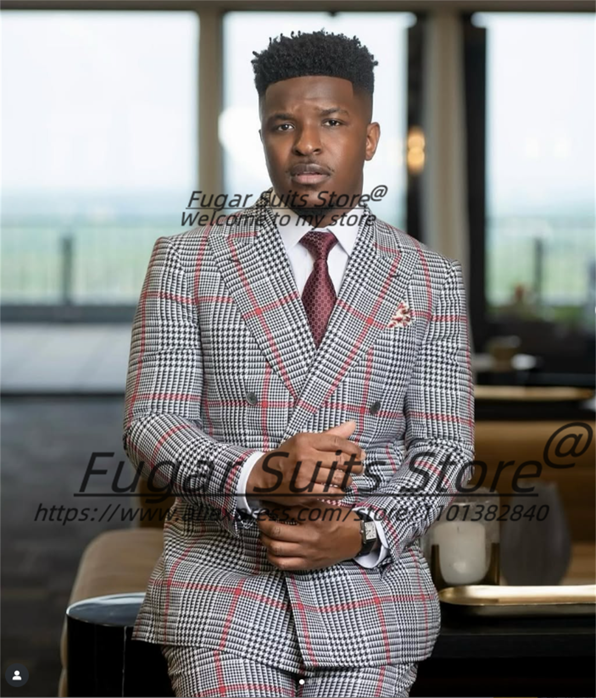 Classic Plaid Men Suits Handso - مراجعة Men Formal Wear Wedding وسعره