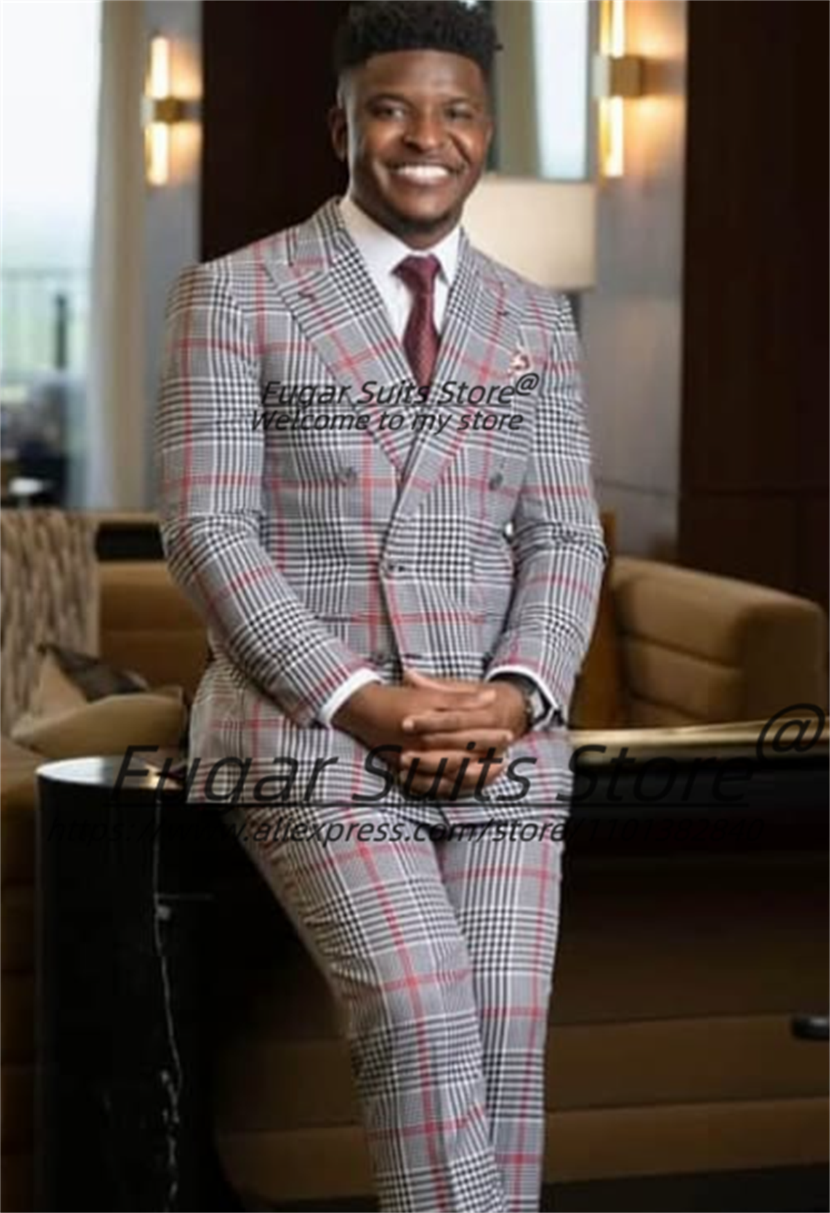 Classic Plaid Men Suits Handso - مراجعة Men Formal Wear Wedding وسعره