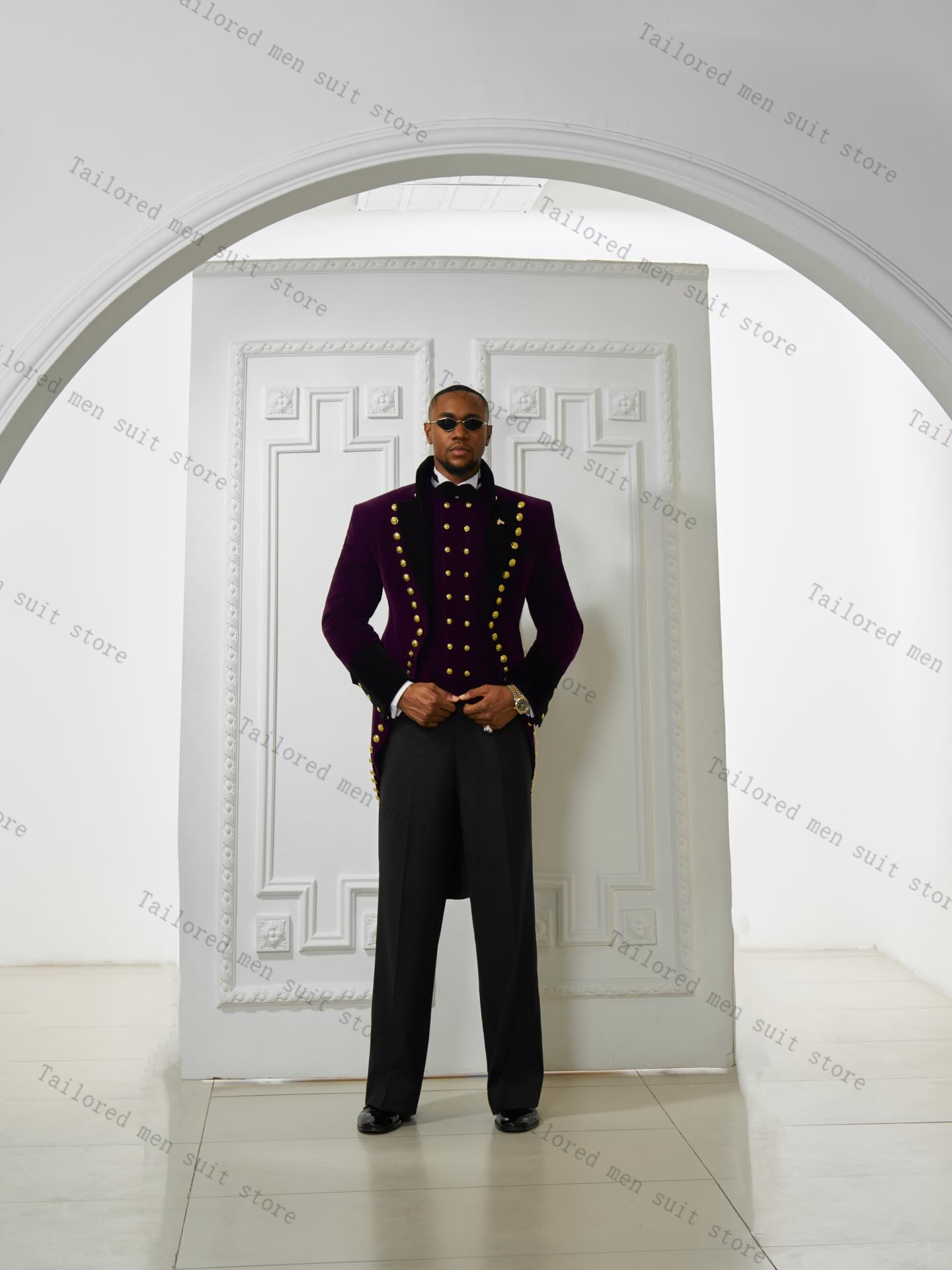 Purple Men Suits Pants Set 2 P - مراجعة Men Formal Wear Purple وسعره