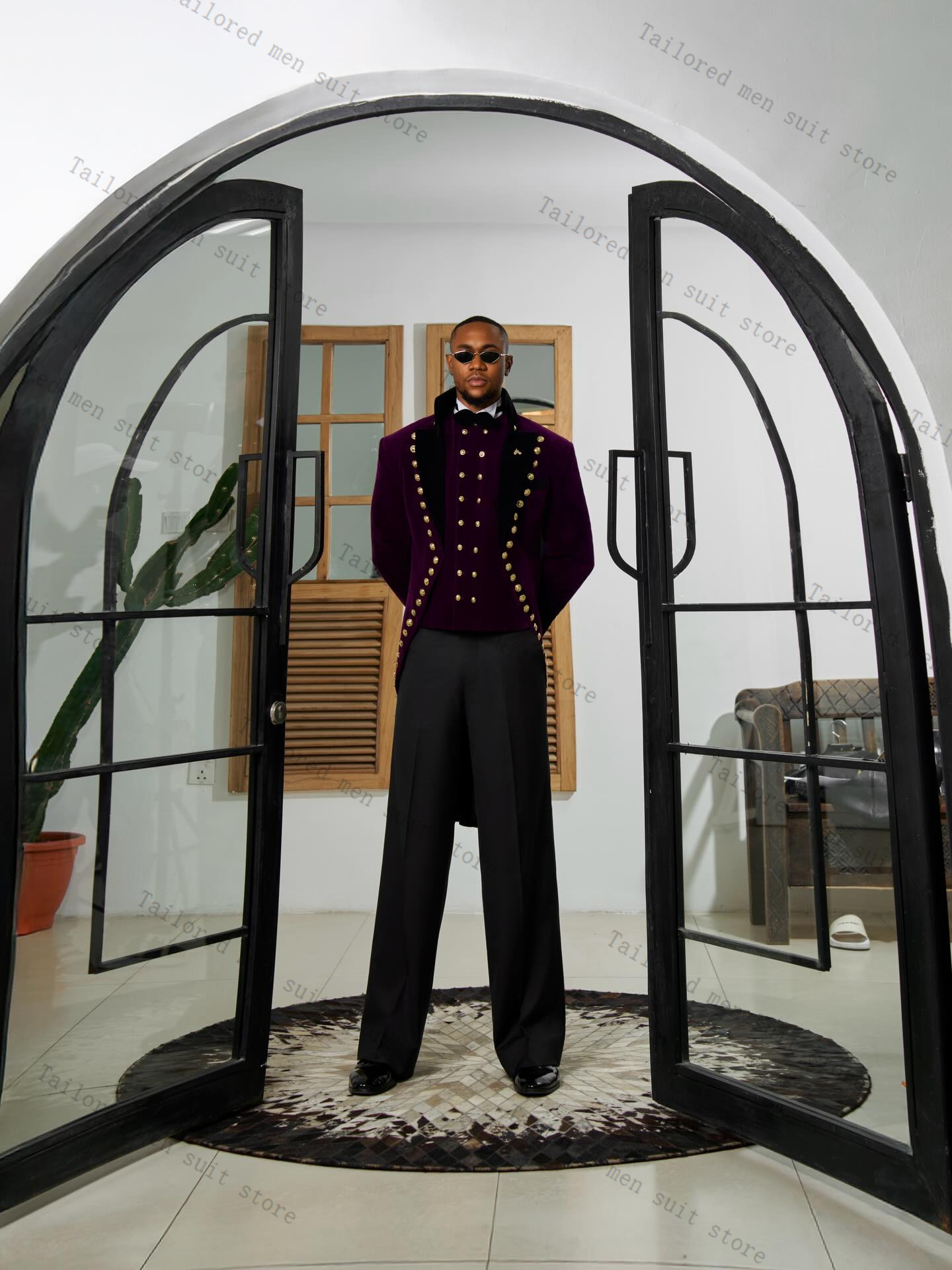 Purple Men Suits Pants Set 2 P - مراجعة Men Formal Wear Purple وسعره