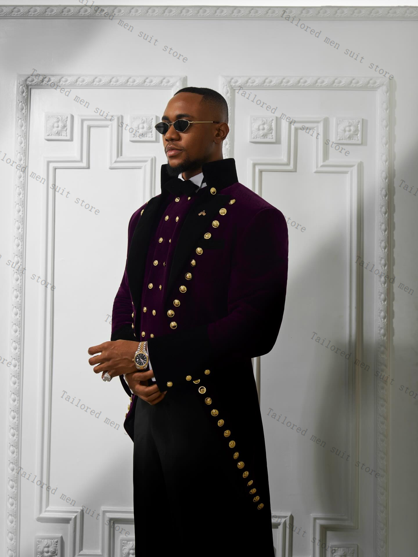 Purple Men Suits Pants Set 2 P - مراجعة Men Formal Wear Purple وسعره