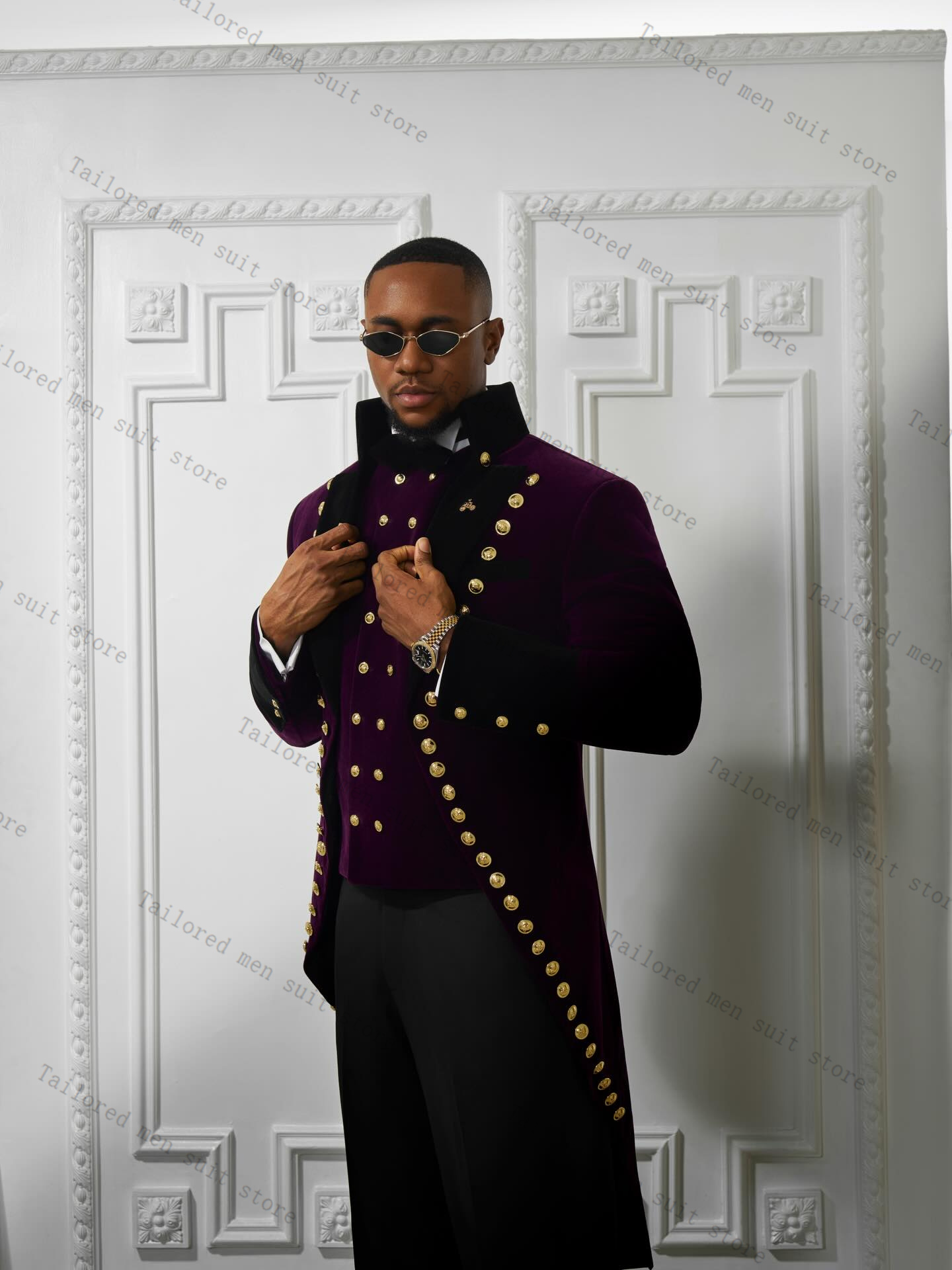 Purple Men Suits Pants Set 2 P - مراجعة Men Formal Wear Purple وسعره