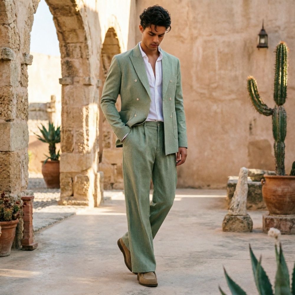 Sage Green Linen Men Suits Rel - مراجعة Men'S Relaxed Formal Wear وسعره