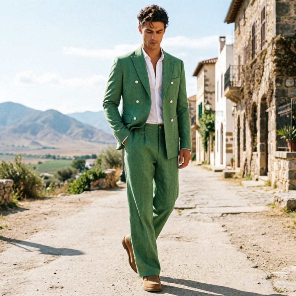 Sage Green Linen Men Suits Rel - مراجعة Men'S Relaxed Formal Wear وسعره